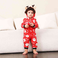 Thumbnail for BABY Santa Print Hooded Jumpsuit - T -