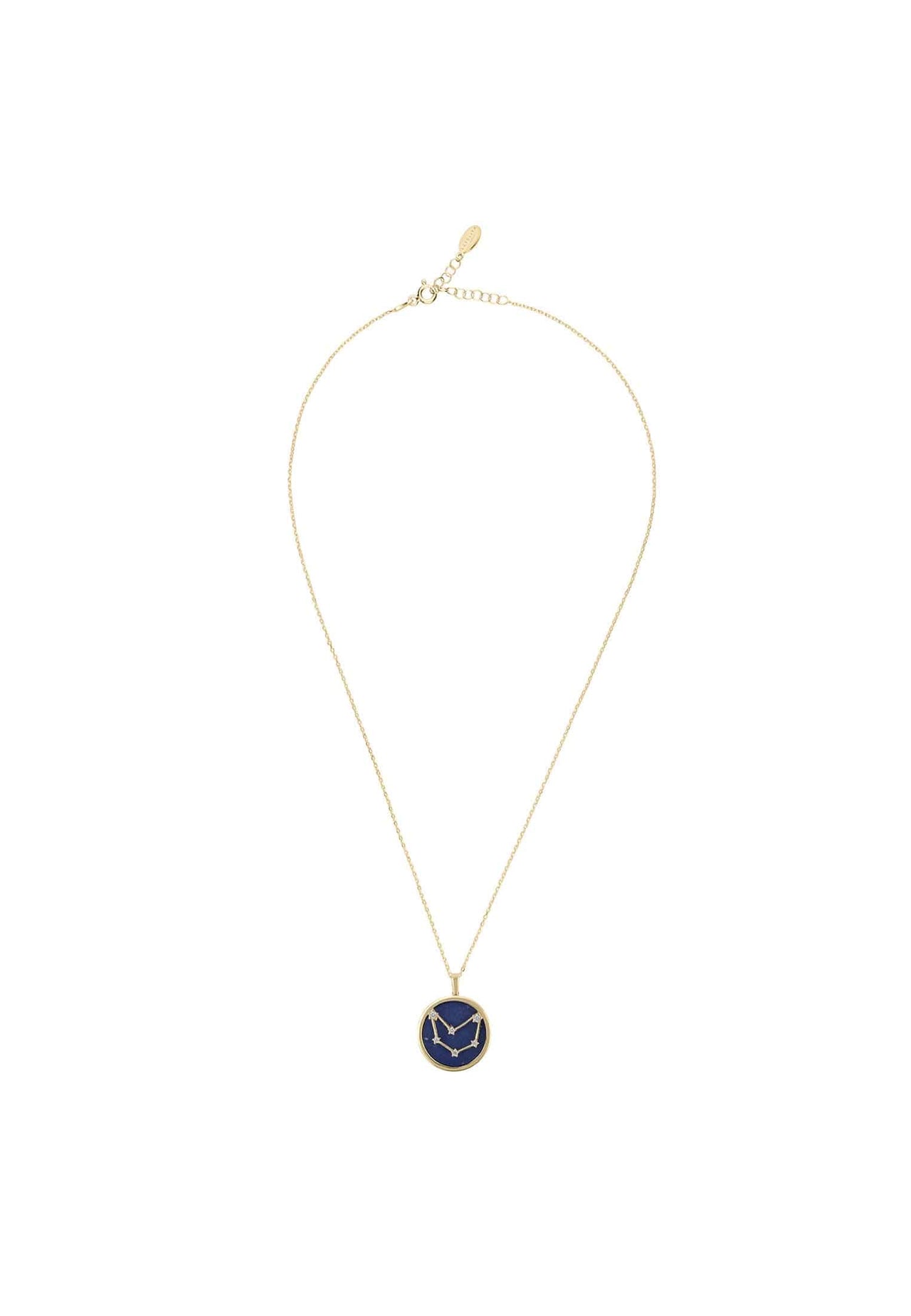 Zodiac Lapis Lazuli Gemstone Star Constellation Pendant Necklace Gold Capricorn -