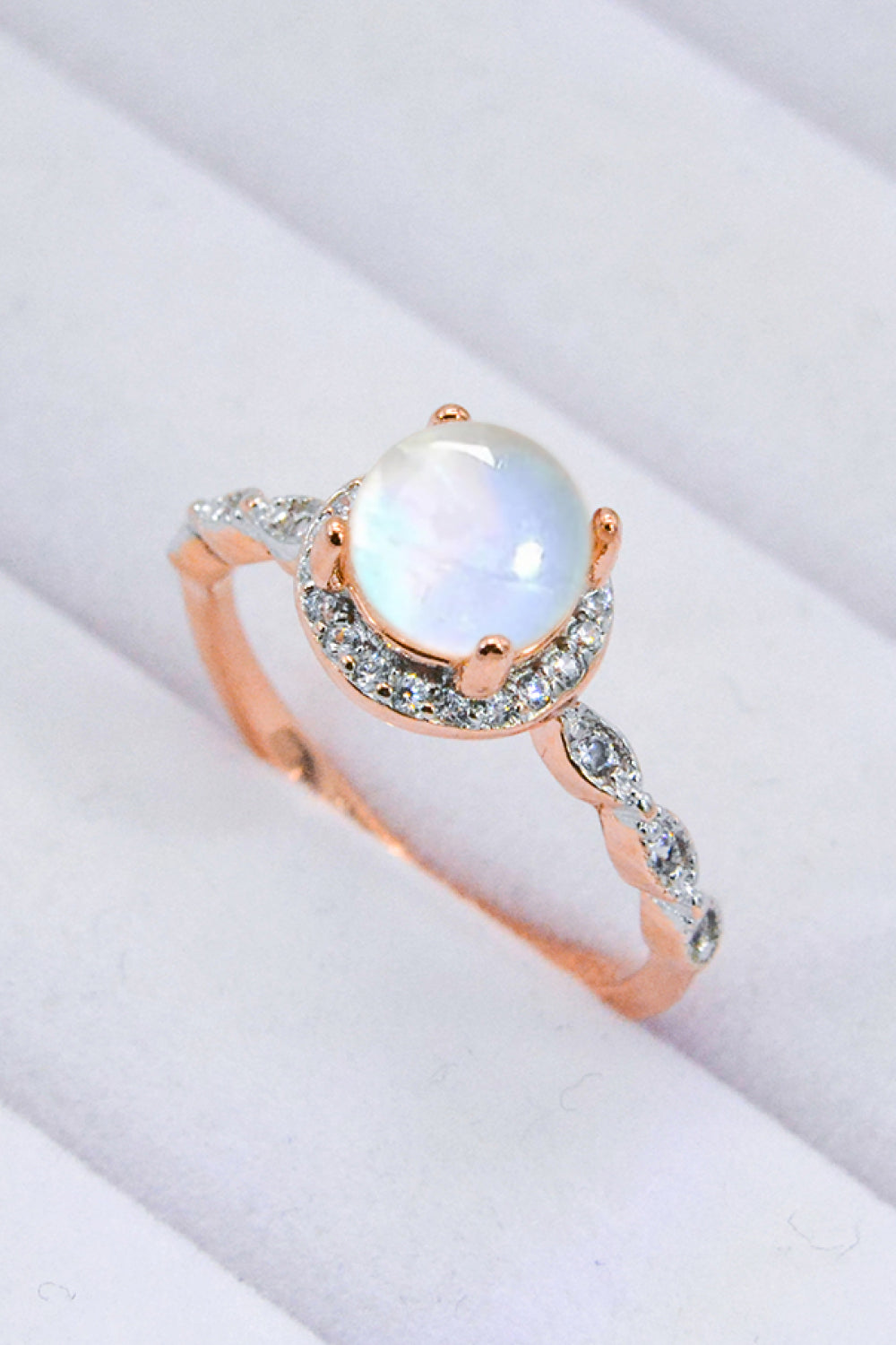 Round Moonstone Ring - T - SIZES 6 THRU 9 - 1 FINISH -