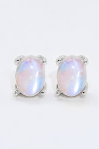 Thumbnail for Natural Moonstone 4-Prong Stud Earrings - T - 2 FINISHES -