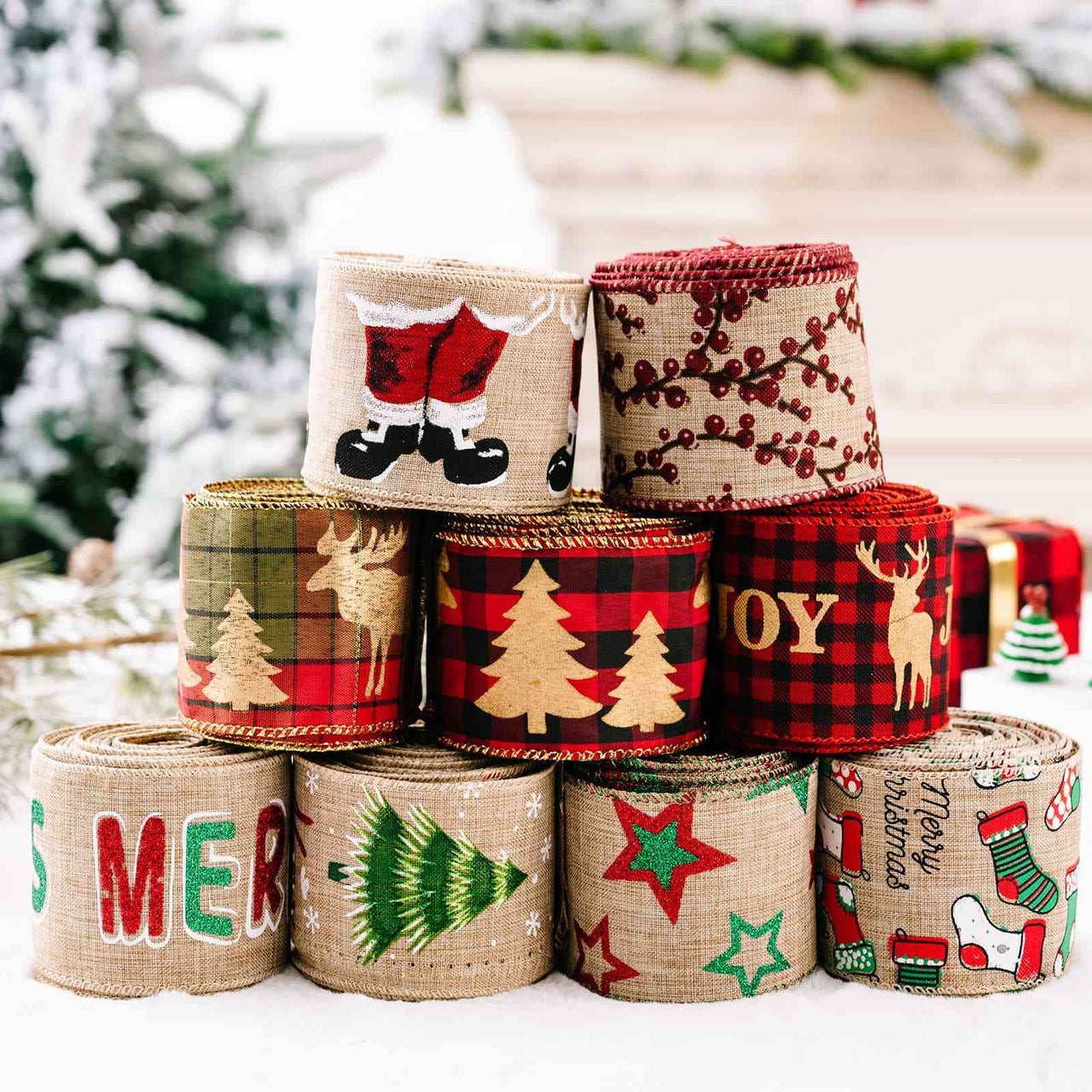 Christmas Polyester Ribbon - [5-10 DAY DELIVERY] - T - 9 PATTERNS/STYLES -