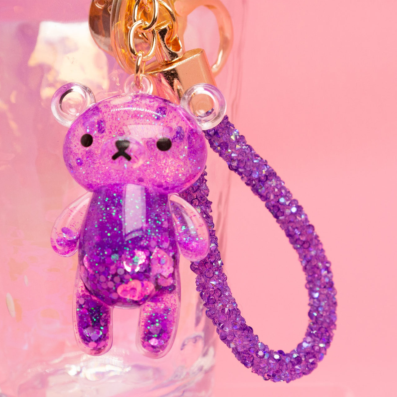 Glitter Bear Keychain - Purple -