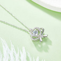 Thumbnail for Moissanite 925 Sterling Silver Bow & Heart Necklace