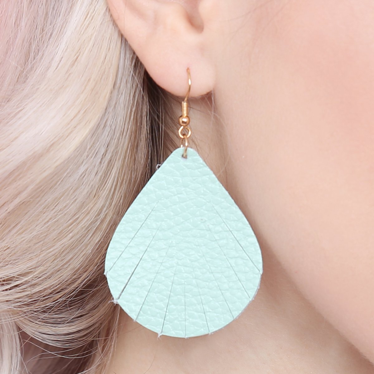 Fringed Pear Shaped Leather Earrings - 10 COLORS