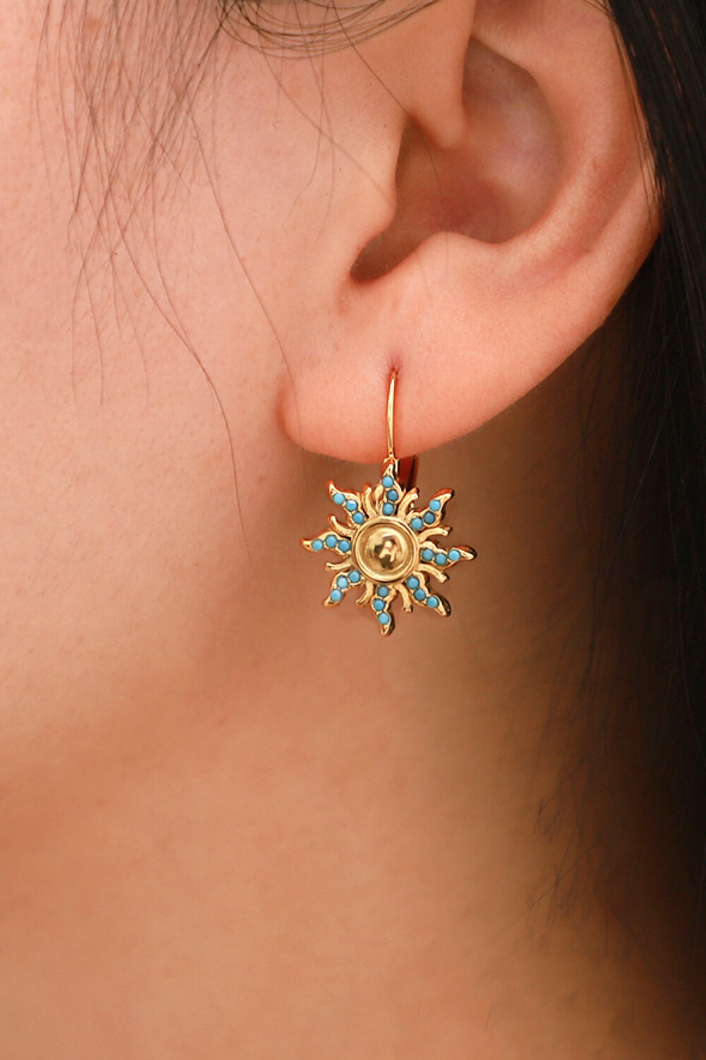 Turquoise Sun Drop Earrings - T -