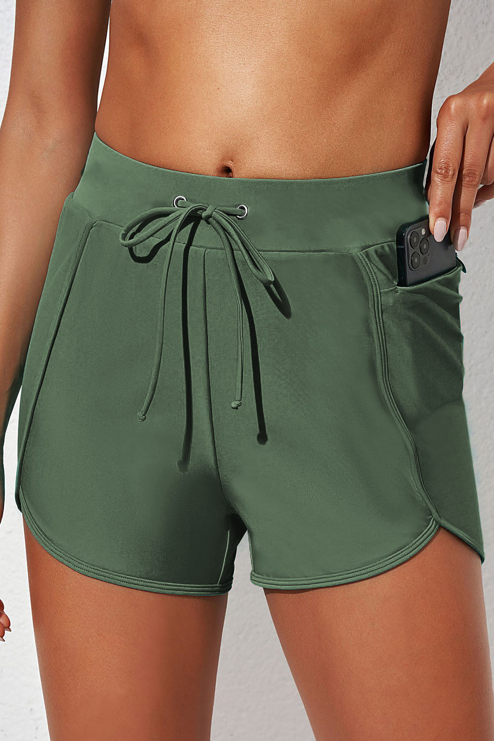 Drawstring Waist Swim Shorts - T - 3 COLORS -