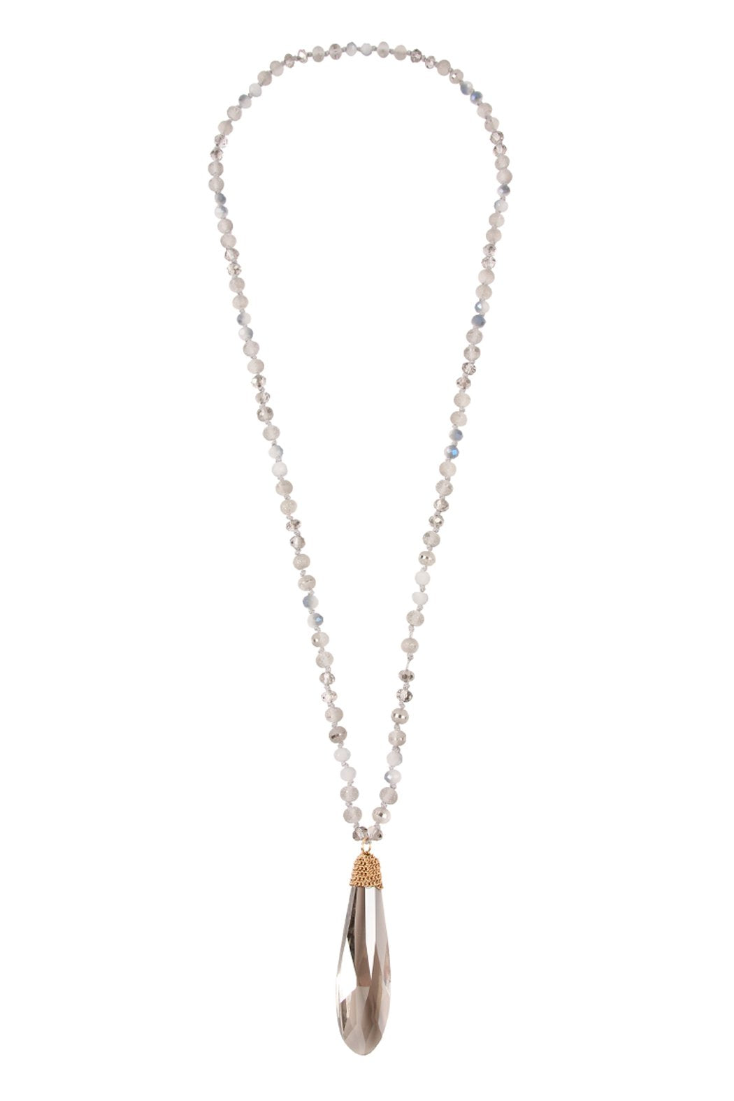 Riah Fashion - Teardrop Glass Rondelle Bead Necklace - 5 COLORS