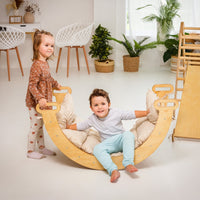 Thumbnail for 4in1 Montessori Climbing Set: Triangle Ladder + Climbing Arch + Slide Board + Cushion Beige