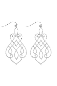 Thumbnail for Cast Filigree Drop Hook Earrings - 2 FINISHES -