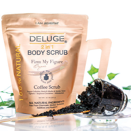 DELUGE - The Coffee Experience: Anti-Cellulite Massage Oil+ Body Scrub - Coffee+ Body Butter - Coffee+ Shampoo and Conditioner - Coffee -