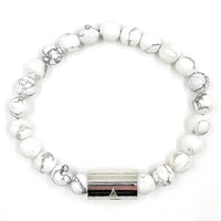 Thumbnail for Rocky - White Howlite & Silver Gemstone Beaded Bracelet -