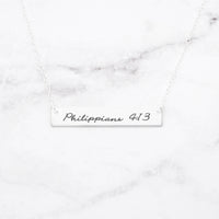 Thumbnail for Philippians 4:13 Necklace - Gold Bar Necklace -