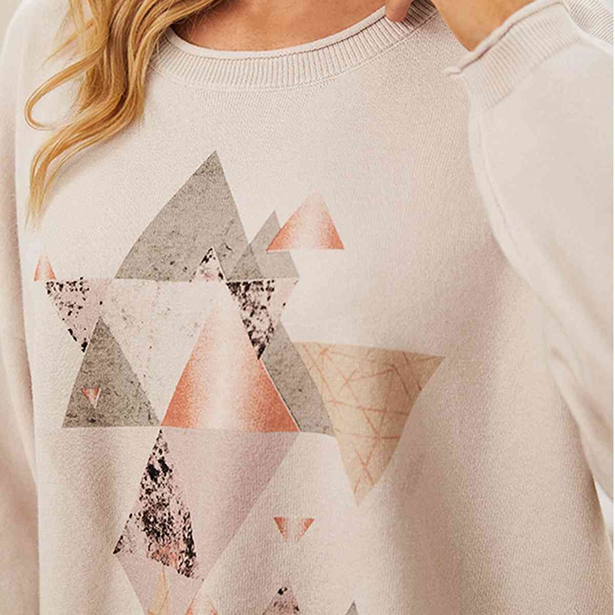 Geometric Graphic Dropped Shoulder Top - T - 1 COLOR -