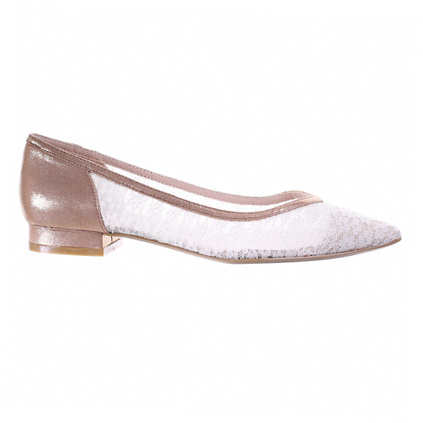 Lace Pointed Toe Ballerina (Light Pink)