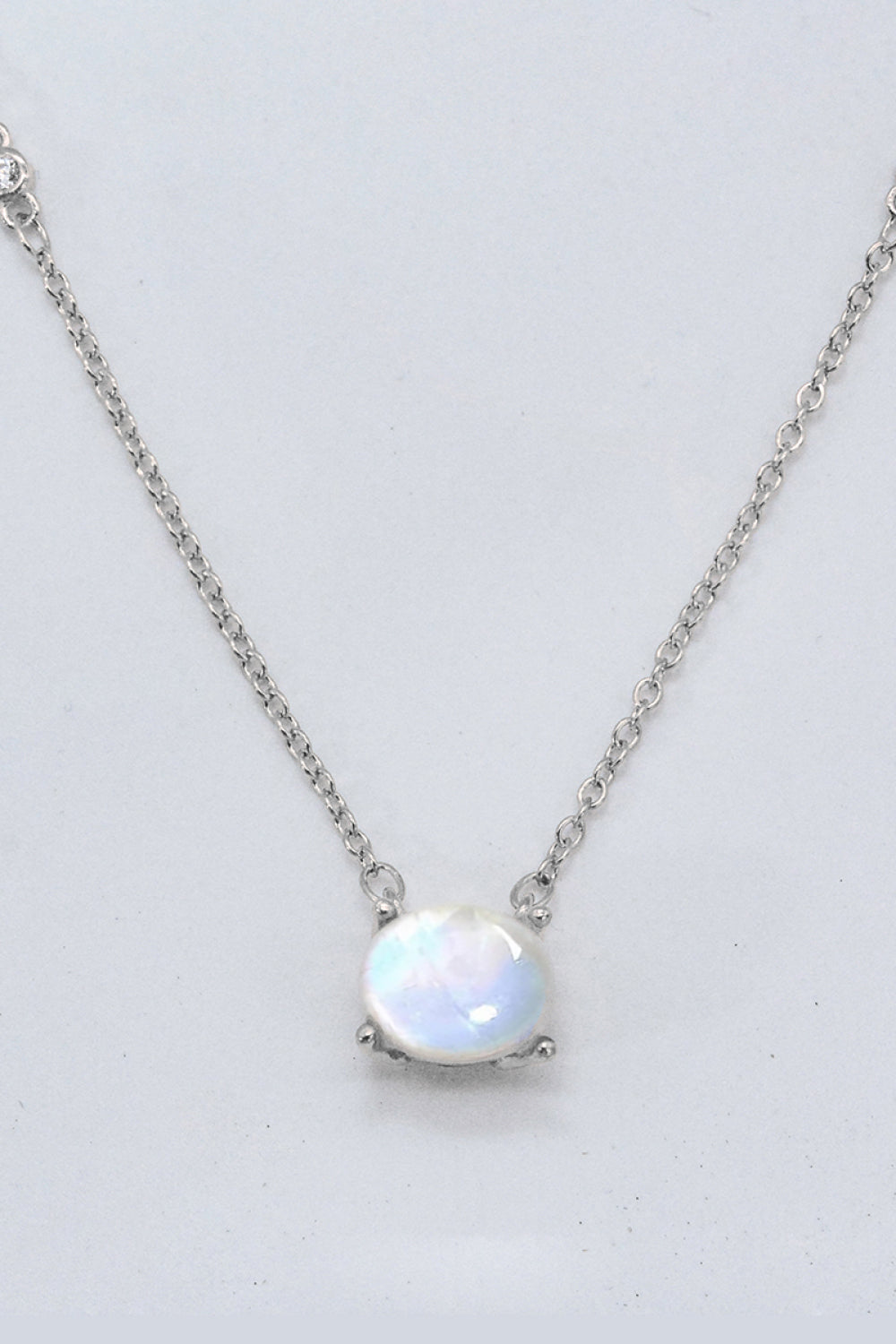 Geometric Moonstone Pendant Necklace - T - 2 FINISHES -