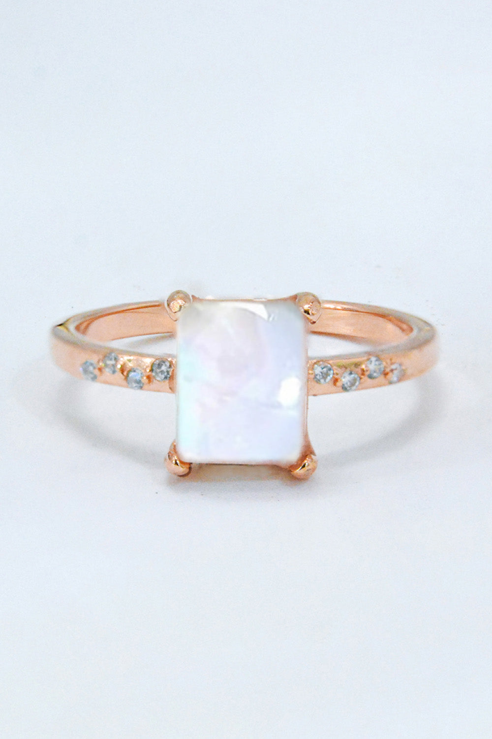 Square Moonstone Ring - T - SIZES 6 THRU 9 - 3 FINISHES -