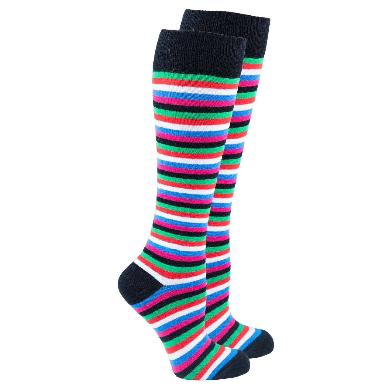 Women's Blackish Stripe Knee High Socks - 1 COLOR-