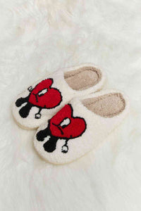 Thumbnail for Melody Love Heart Print Plush Slippers - T - 2 COLORS -