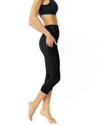 Thumbnail for Savoy - High Waisted Yoga Capri Leggings with pockets - Black - 1 COLOR -