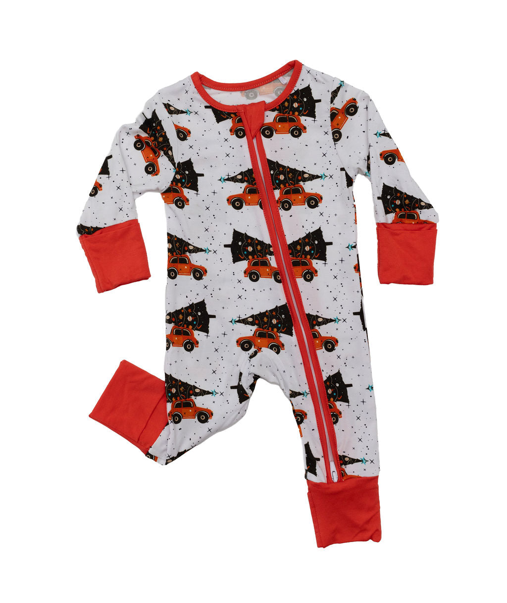 Eclipse Kids - Tree-Mendous Christmas - Red - Long Sleeve Zipper Sleep Romper -