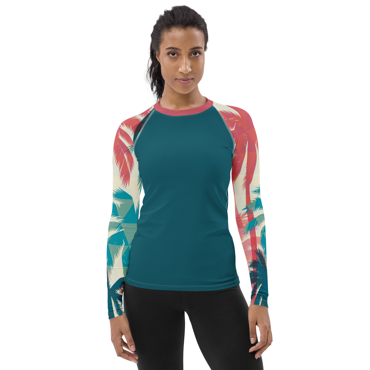 FYC - Women's Palm Season Sleeve Performance Rash Guard UPF 40+ - 1 COLOR -