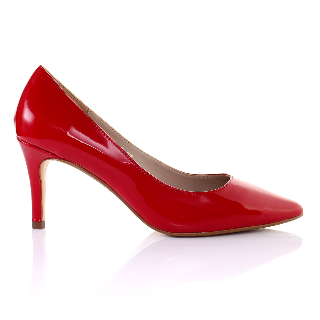 Patent Leather 8cm Pin Heel Pointed Toe Pumps-Red