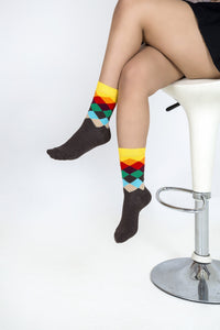 Thumbnail for Women's Tobacco Flame Diamond Socks - 1 COLOR -