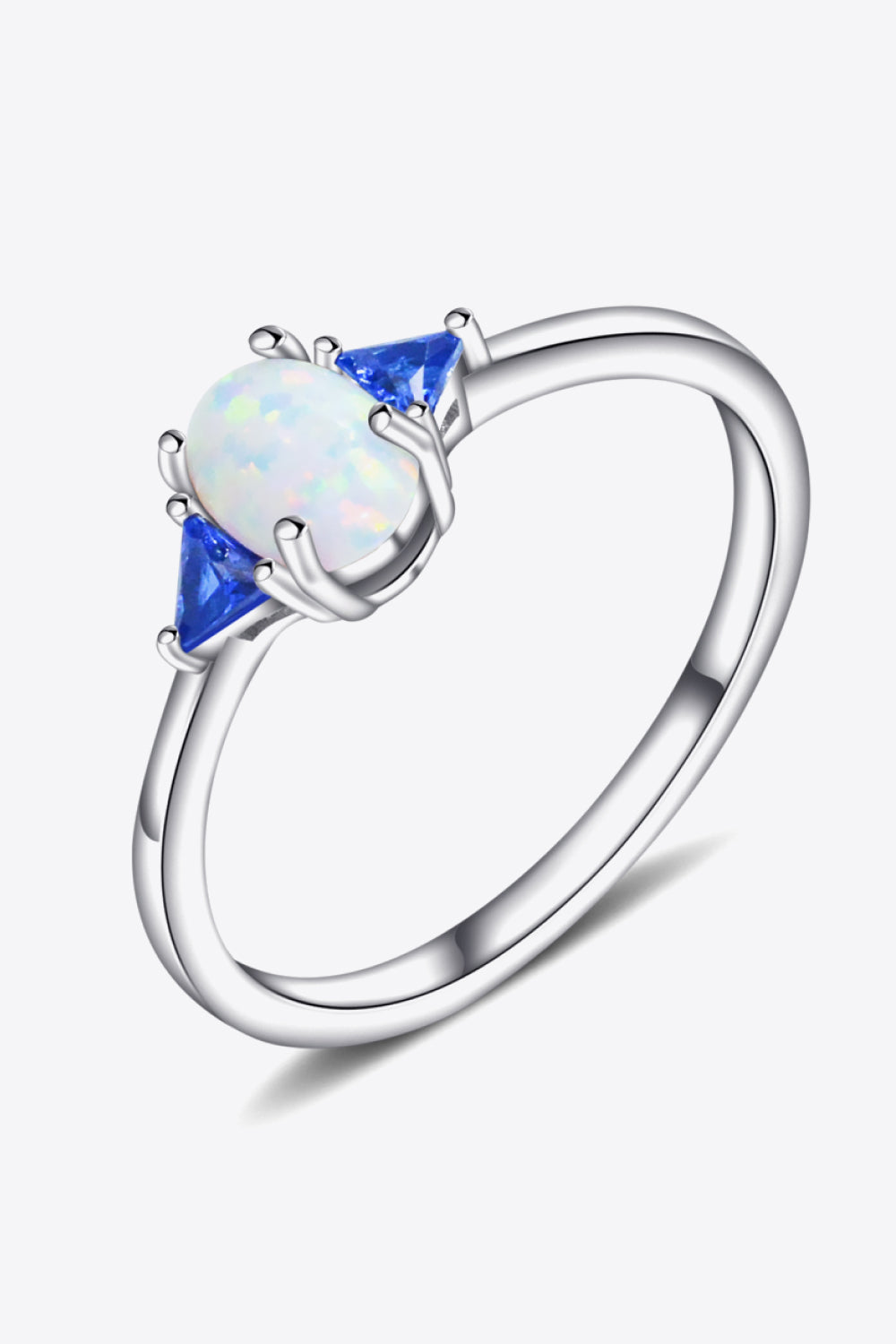 Contrast 925 Sterling Silver Opal Ring - T - SIZES 6 THRU 9 - 4 COLORS -