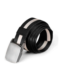 Thumbnail for Mens One Size Adjustable Strap Stripe Nylon Web Belt With Metal Buckle - 6 COLORS -