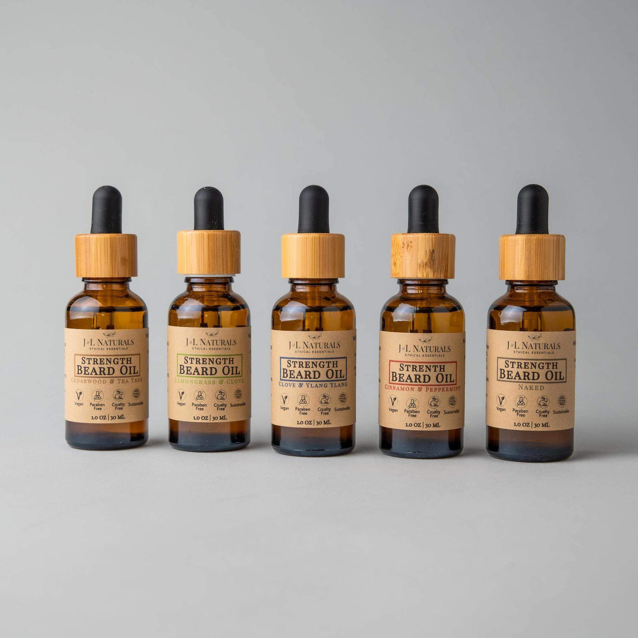 J & L Naturals - Beard Oil Bundle ($90 Value) - 5 PCS. - 3 TYPES - 6 SCENTS -