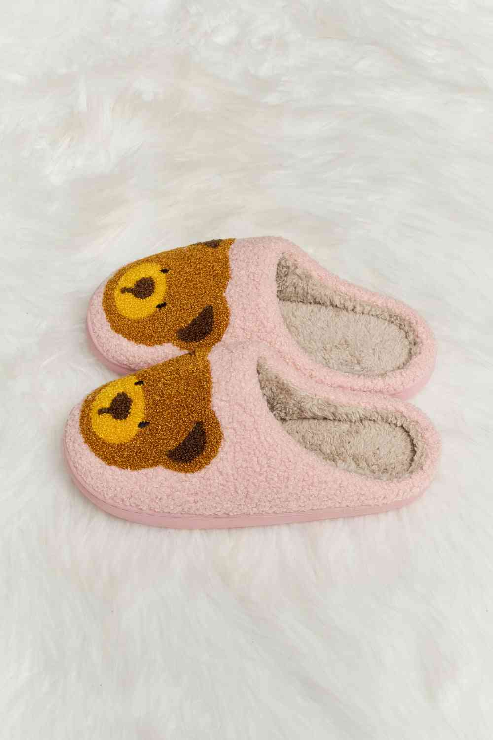 Melody Teddy Bear Print Plush Slide Slippers - T - 6 COLORS -