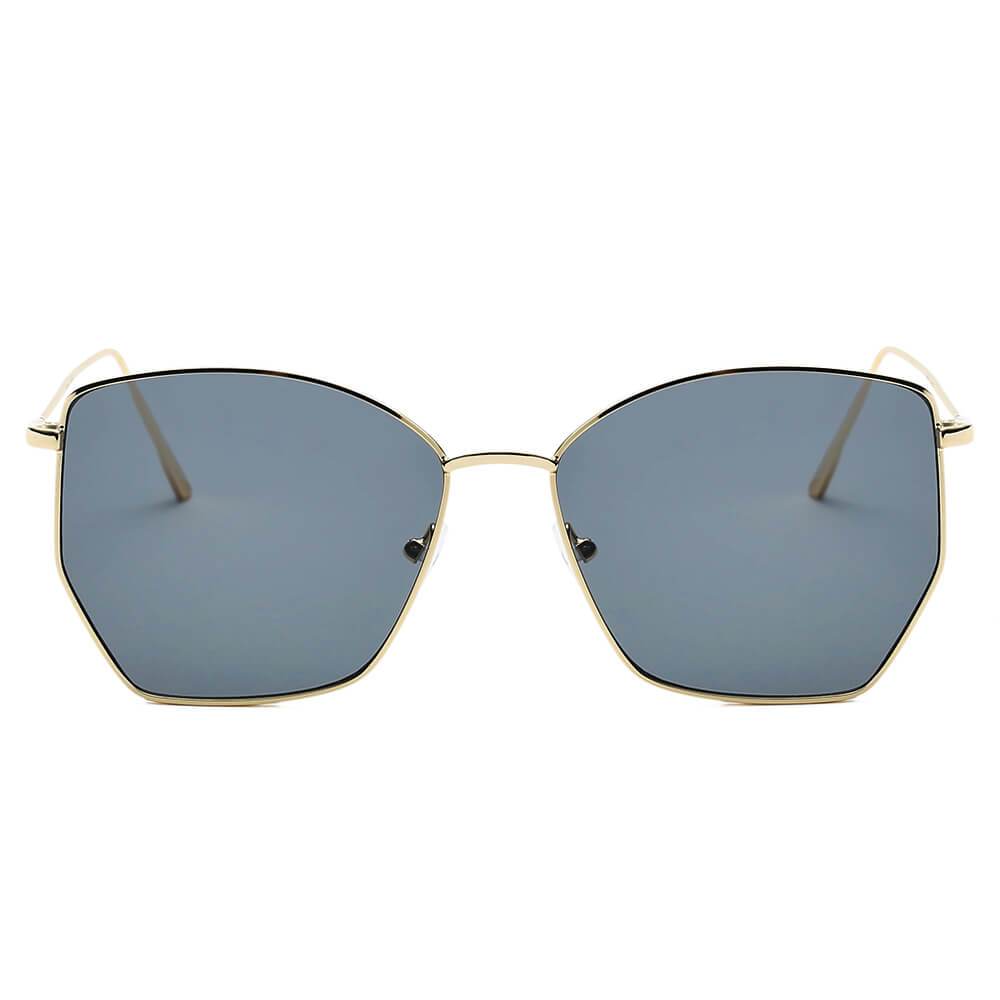 Cardiff | S2073 - Women Oversize Geometric Metal Fashion Sunglasses - 5 COLORS -