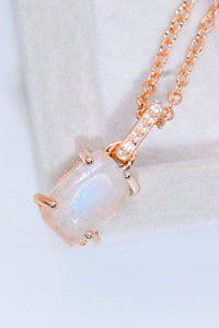 Thumbnail for Natural Moonstone 4-Prong Pendant Necklace - T - 2 FINISHES -