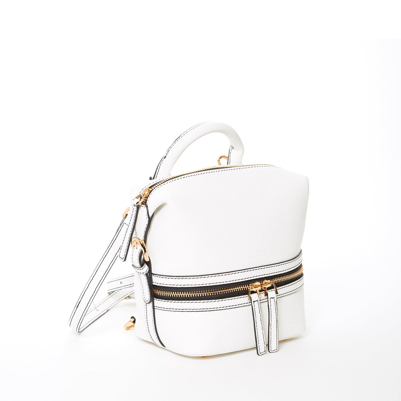 Ashley Small White Leather Backpack Purse -