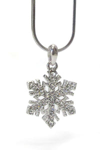 Thumbnail for Silver Cz Cubic Zirconia Snowflake Winter Pendant Necklace Chain -