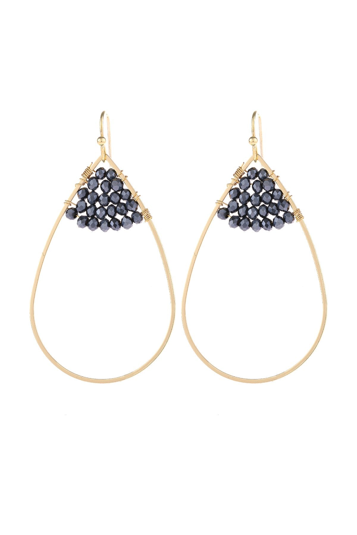 Open Teardrop With Rondelle Beads Earrings - 13 COLORS -