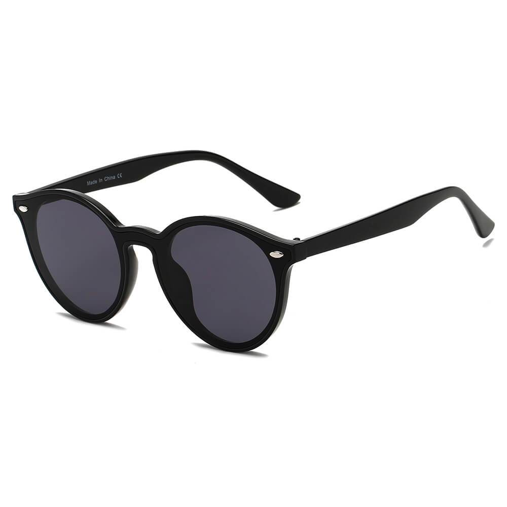 Crosby | S1100 - Unisex Fashion Retro Round Horn Rimmed Sunglasses - 4 COLORS -