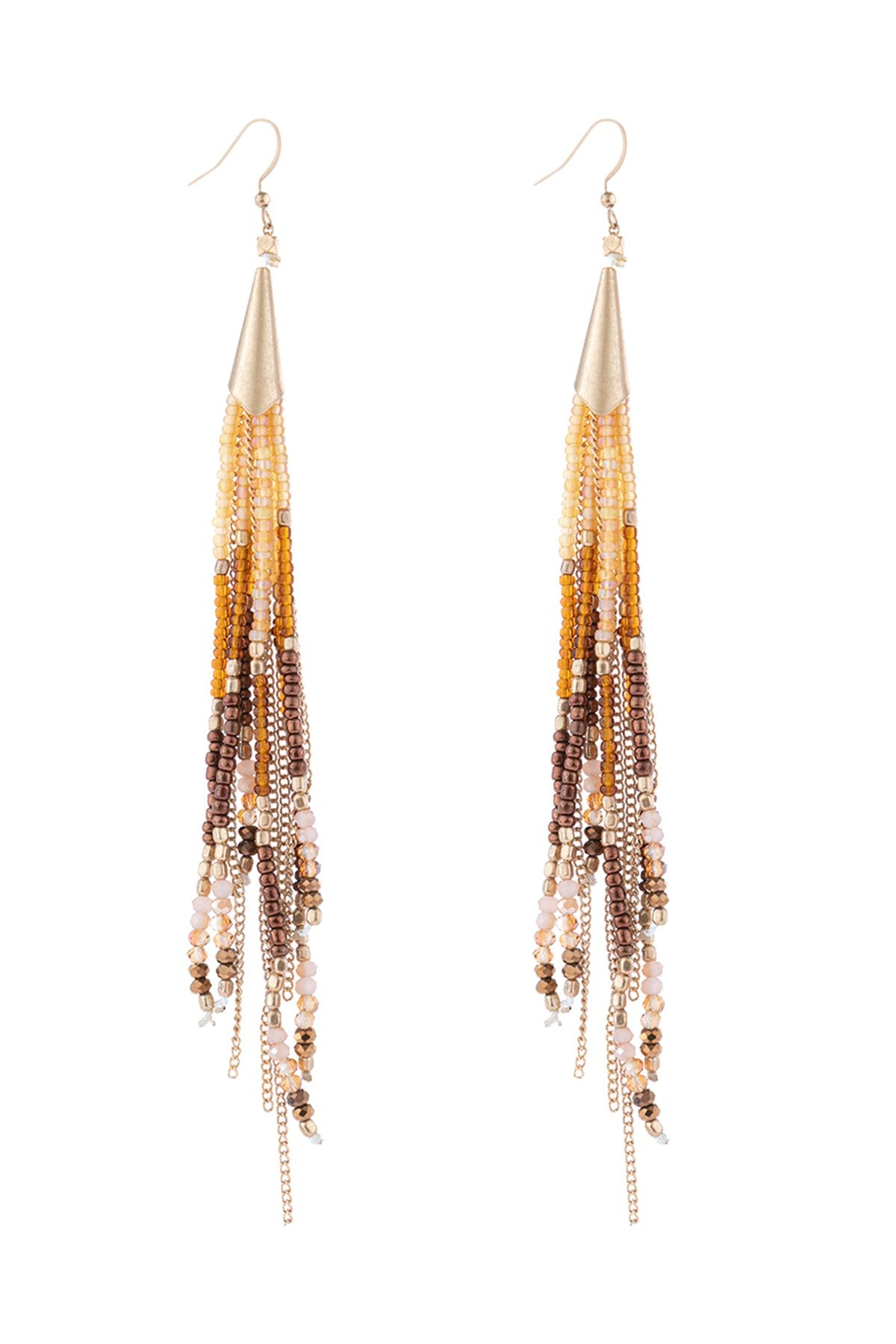 Riah Fashion - Mixed Beads Tassel Earrings - 4 COLORS -