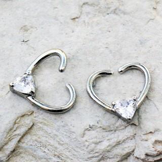 316L Stainless Steel Jeweled Heart Shaped Seamless Ring -