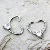 Thumbnail for 316L Stainless Steel Jeweled Heart Shaped Seamless Ring -