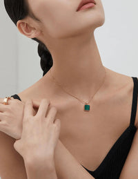 Thumbnail for Satellite Chain Square Malachite Pendant Necklace