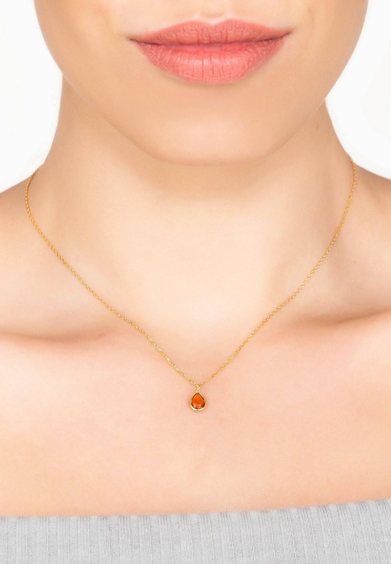 LATELITA - Pisa Mini Teardrop Necklace Gold Citrine -