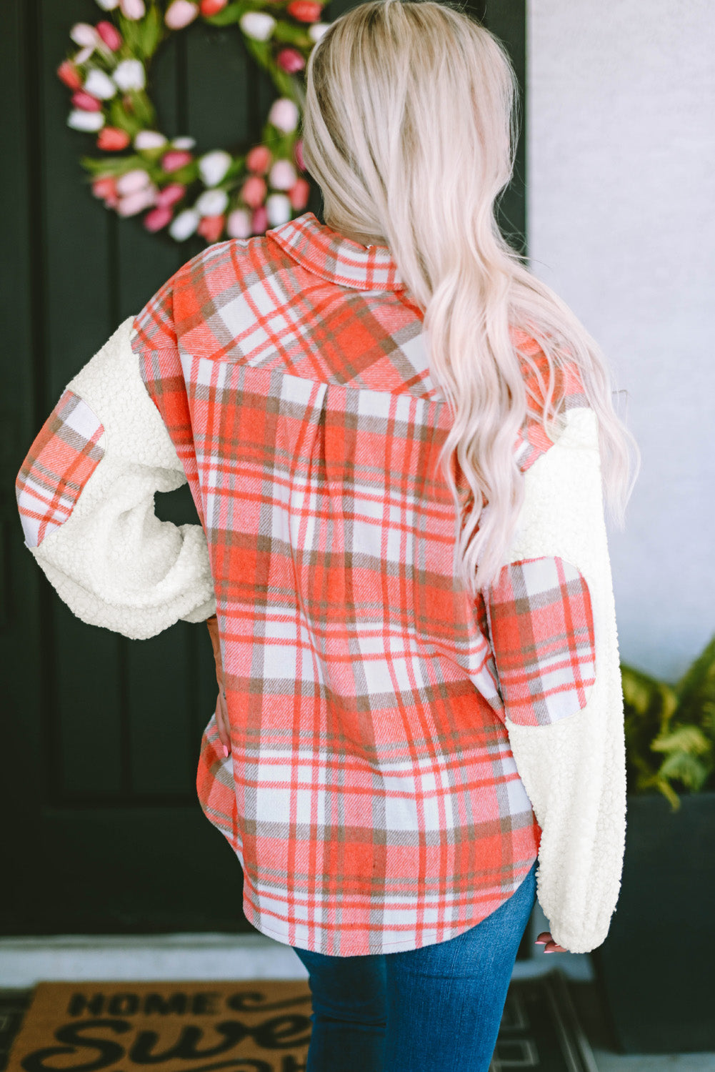 Plaid Button Down Jacket with Pockets - T - 1 COLOR -