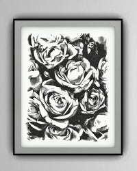 Thumbnail for Black & White Roses Wall Art Print - 3 SIZES -