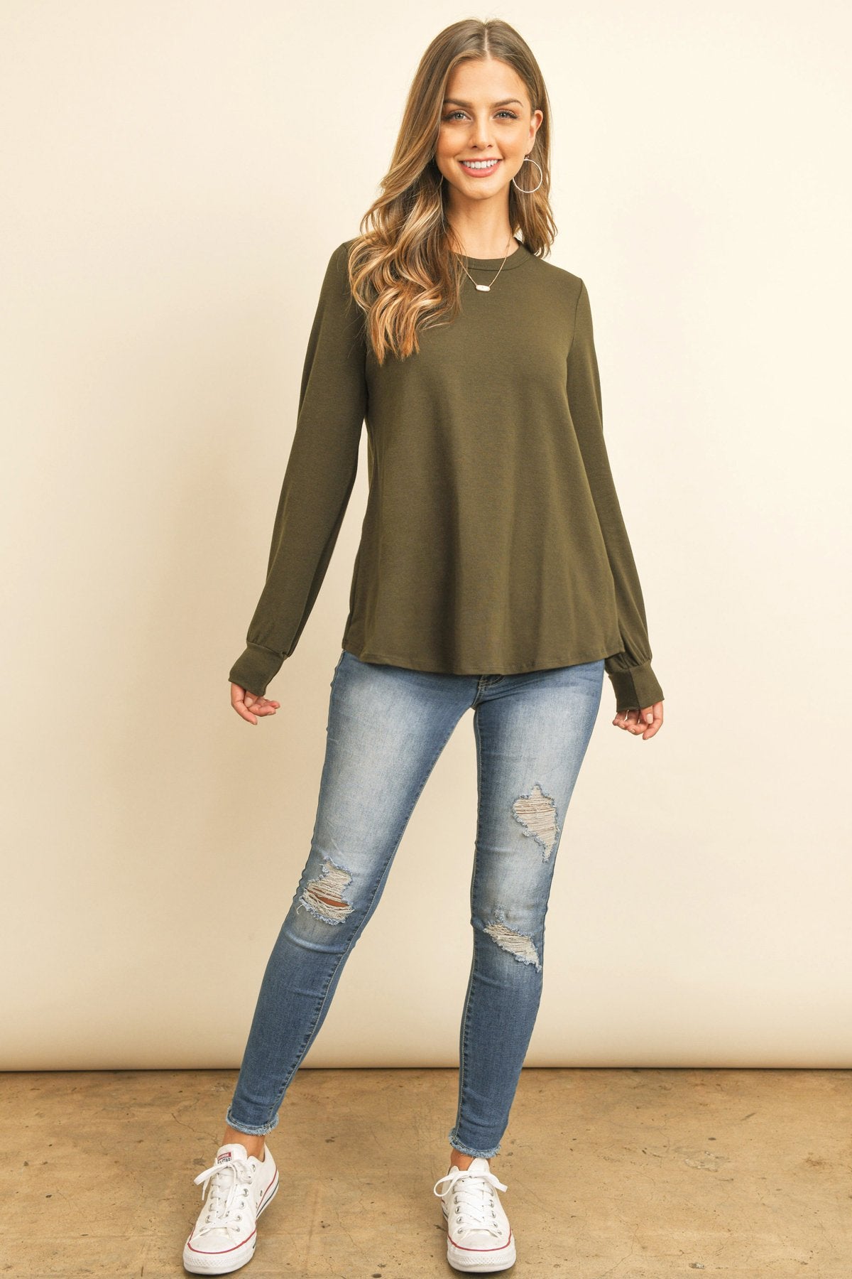 Riah Fashion - Long Sleeve Round Neck Solid Top - 17 COLORS -