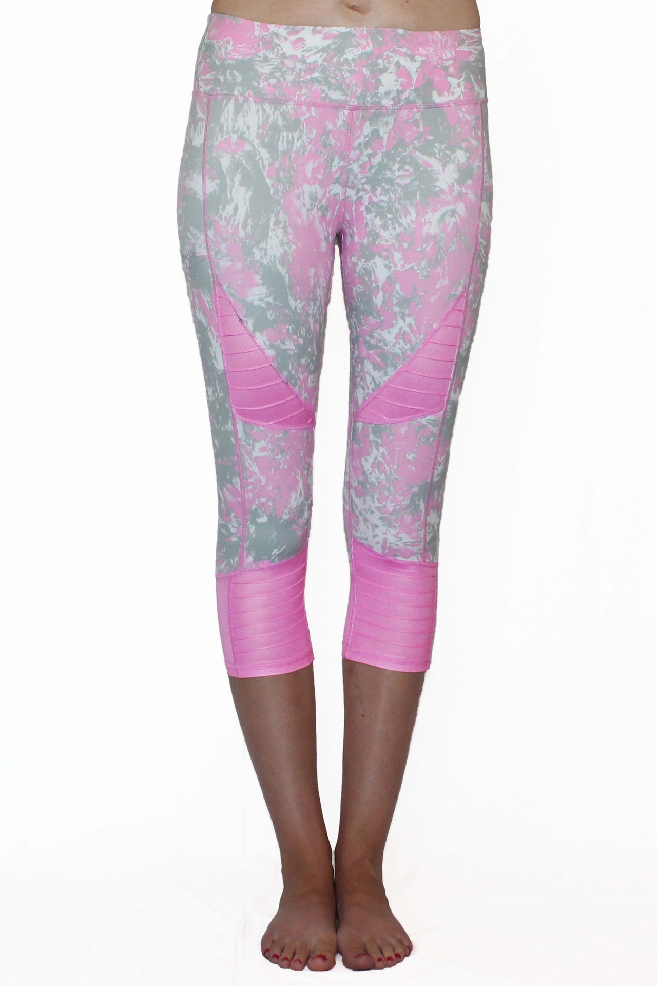 Belcorva - Pink and Gray Marble Moto - Pocket Capri  - ON CLEARANCE! - 1 COLOR -