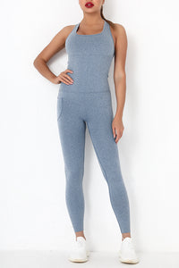 Thumbnail for Crisscross Wide Strap Active Jumpsuit - T - 11 COLORS -