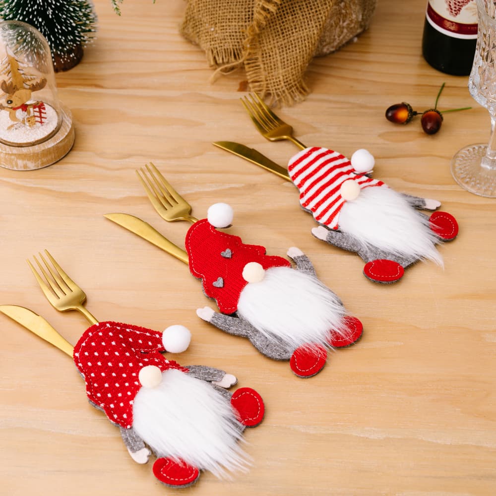 3-Piece Gnome Cutlery Holders - 6.7" - 3 PCS. - [5-10 DAY DELIVERY] - T -