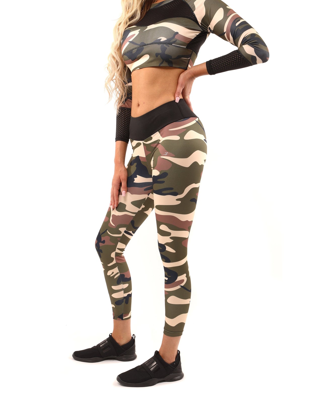 Savoy - Virginia Camouflage Set - Leggings & Sports Bra - Brown/Green - 2 PCS. - 1 CAMO COLOR -