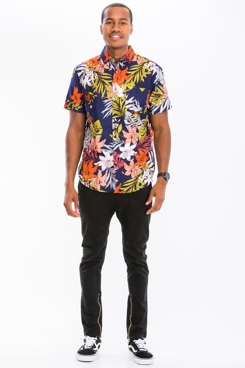 WEIV - Digital Print Hawaiian Short Sleeve Shirt -